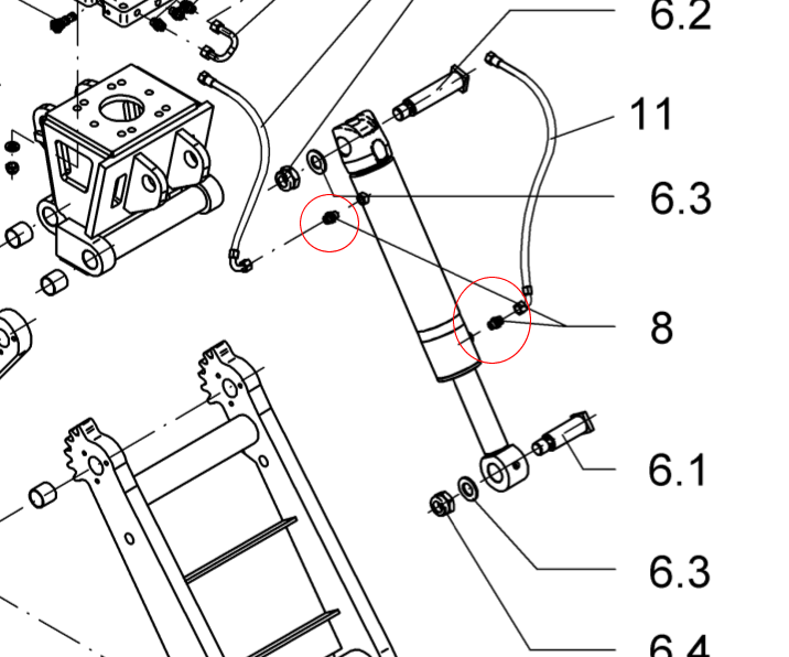 Hydraulic Fitting For Kinshofer KM632R Railroad Grapple